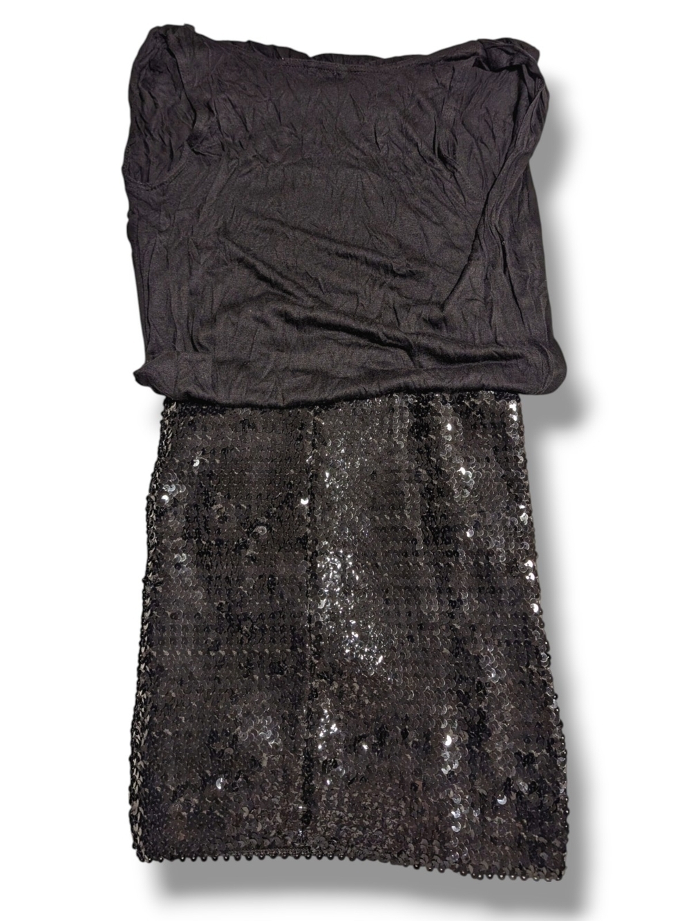 NWT Charlotte Russe Black Sequin Strapless Dress, Size XS